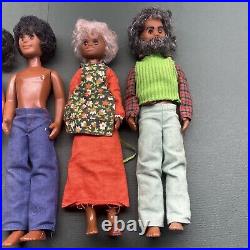 VINTAGE 1970's MATTEL SUNSHINE FAMILY 7 DOLL LOT Black African American
