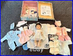 VTG 1958 American Character BLUE Dress 16 RARE Brunette Baby Doll Tiny Tears