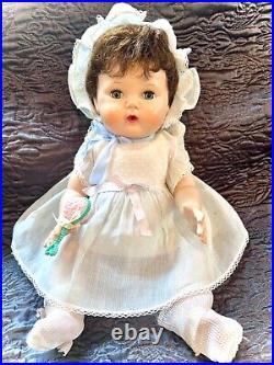 VTG 1958 American Character BLUE Dress 16 RARE Brunette Baby Doll Tiny Tears