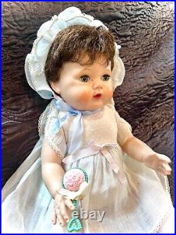VTG 1958 American Character BLUE Dress 16 RARE Brunette Baby Doll Tiny Tears