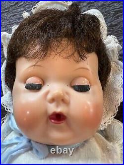 VTG 1958 American Character BLUE Dress 16 RARE Brunette Baby Doll Tiny Tears