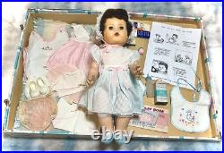 VTG 1960 RARE American Character 19 Tiny Tears BRUNETTE 27 pc Baby Doll + Trunk