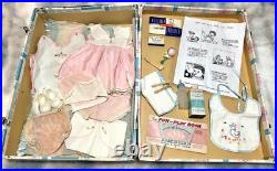 VTG 1960 RARE American Character 19 Tiny Tears BRUNETTE 27 pc Baby Doll + Trunk