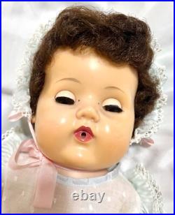 VTG 1960 RARE American Character 19 Tiny Tears BRUNETTE 27 pc Baby Doll + Trunk
