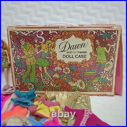 VTG 70s Diana Dolls Topper Dawn Clones with Case & 30+ Pcs of Clothes TLC Read