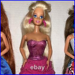 VTG Mattel Totally Hair Glitter Barbie Doll Lot Blonde Brunette Uncut Redhead