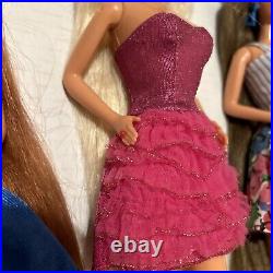 VTG Mattel Totally Hair Glitter Barbie Doll Lot Blonde Brunette Uncut Redhead