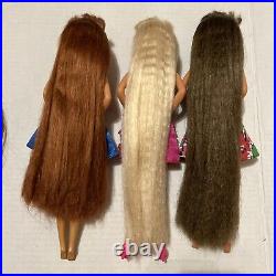 VTG Mattel Totally Hair Glitter Barbie Doll Lot Blonde Brunette Uncut Redhead