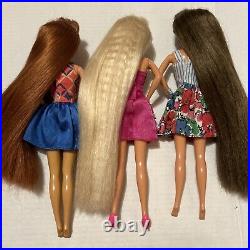 VTG Mattel Totally Hair Glitter Barbie Doll Lot Blonde Brunette Uncut Redhead