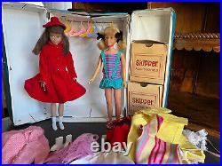 Vintage 1960's Skipper & Skooter Dolls With Carry Case Clothes And Accessories