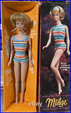 Vintage 1964 American Girl Blonde Midge Bend Leg #1080 VHTFStunning DollMIB