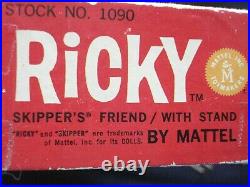 Vintage 1964 Mattel Ricky Doll withBox & Stand Skipper's Friend Near Mint withss