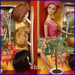 Vintage 1964 Miss Barbie Doll # 1060 with Box, Swing, Wigs, Planter, Mint