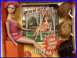 Vintage 1964 Miss Barbie Doll # 1060 with Box, Swing, Wigs, Planter, Mint