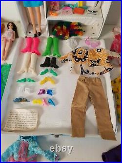 Vintage 1968 World Of Barbie Vinyl Case Mixed Lot Barbies Topper WOL Clothes