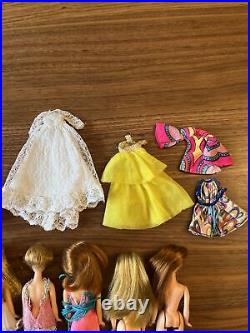 Vintage 1970 Lot of 7 Topper's Dawn Dolls With Outfits Dresses Tops