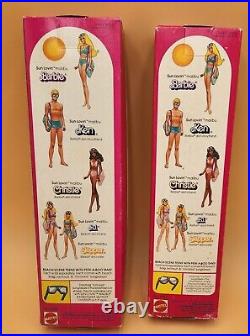 Vintage 1978 SUN LOVIN' MALIBU BARBIE Doll 1067 Mattel lot with Ken 1088 NIB