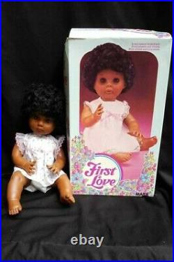 Vintage 1979 FIRST LOVE Black Doll Poseable Doll in Original Box Louis Marx Mint