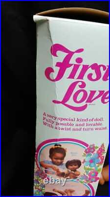 Vintage 1979 FIRST LOVE Black Doll Poseable Doll in Original Box Louis Marx Mint