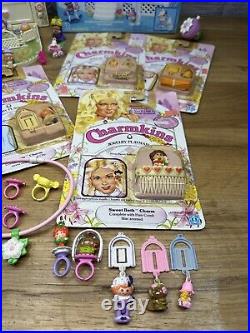 Vintage 80s CHARMKINS Lot New Doll House Charms Jewelry Pets Train Clips Hasbro