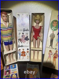 Vintage Allan Barbie Ken Dolls BOXES DETAILS & WRIST TAG All Original & Clothes