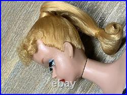 Vintage BARBIE #4 BLONDE PONYTAIL (R) PEDESTAL STAND WOW Red Lips Hard Curl