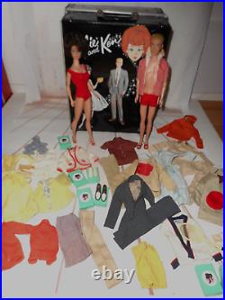 Vintage BIG HAIR BRUNETTE BUBBLECUT BARBIE & KEN DOLL CLOTHES SHOES TRUNK LOT