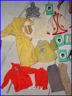 Vintage BIG HAIR BRUNETTE BUBBLECUT BARBIE & KEN DOLL CLOTHES SHOES TRUNK LOT