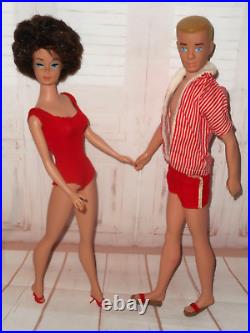 Vintage BIG HAIR BRUNETTE BUBBLECUT BARBIE & KEN DOLL CLOTHES SHOES TRUNK LOT