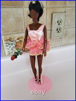 Vintage Barbie 1976 Ballerina Cara African American AA Doll with Stand and Roses