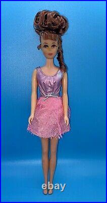 Vintage Barbie Doll OOAK Growin' Growing Hair Francie Dress Brunette By Niccole