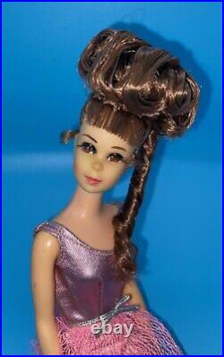 Vintage Barbie Doll OOAK Growin' Growing Hair Francie Dress Brunette By Niccole