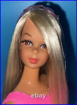 Vintage Barbie Doll VTG OOAK Sun Sun Francie Repaint Platinum Reroot By Niccole