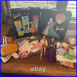 Vintage Barbie LOT 2 Dolls with a Lot of Accessories Wigs 2 Cases 1961 1963