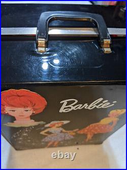 Vintage Barbie Lot Allan Red Hair Huge Bubble Cut Black Case with Drawers Skipper