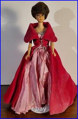 Vintage Brunette Bubblecut Barbie Doll with #993 Sophisticated Dress and Cape