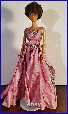 Vintage Brunette Bubblecut Barbie Doll with #993 Sophisticated Dress and Cape