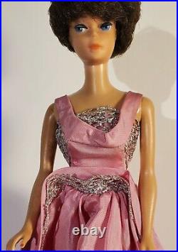 Vintage Brunette Bubblecut Barbie Doll with #993 Sophisticated Dress and Cape