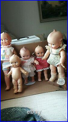Vintage Cameo Kewpie Doll Lot of 5, 1 with tag Rose O'Neill 6 Inch to 15 Inches