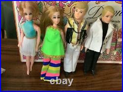 Vintage Dawn and Her Friends Lot of 5 Dolls, Case, Clothes & Acessories VERY NICE