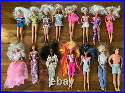 Vintage Lot Of 14 Barbie Dolls + 1 Ken Superstar'80s-'90s Era With 1960s Bodies