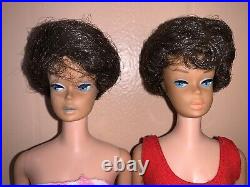 Vintage Lot Of 2 Brunette Bubblecut Barbie Dolls
