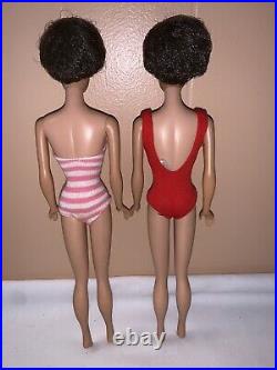Vintage Lot Of 2 Brunette Bubblecut Barbie Dolls