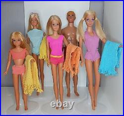 Vintage Malibu Barbie Ken Pj Francie & Skipper Doll Lot with Accessories Towels
