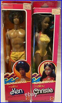 Vintage Mattel Sunsational Malibu Steffie Face Christie & Ken Barbie Black Dolls