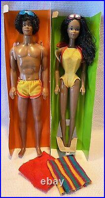 Vintage Mattel Sunsational Malibu Steffie Face Christie & Ken Barbie Black Dolls