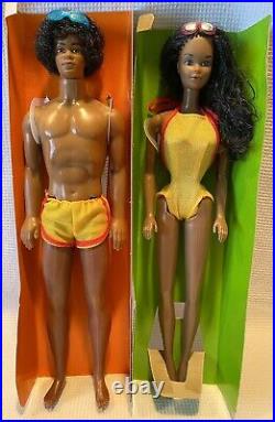 Vintage Mattel Sunsational Malibu Steffie Face Christie & Ken Barbie Black Dolls