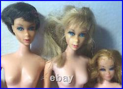 Vintage Mod Barbie TnT Francie Nude Dolls Need TLC Lot of 6