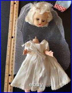 Vintage Nancy Ann Walking Vinyl Head Doll, Carrying Case & Lot of Clothes