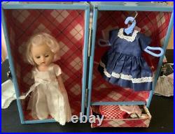 Vintage Nancy Ann Walking Vinyl Head Doll, Carrying Case & Lot of Clothes